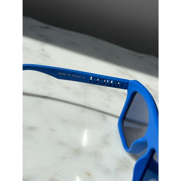 NEW Gucci GG1570S Blue Mirror Logo Sunglasses - Picture 6 of 8